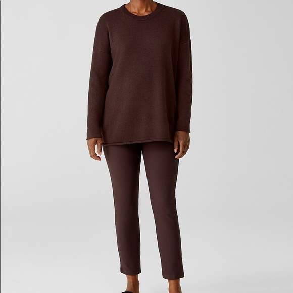 Eileen Fisher Slim Crepe Stretch Ankle Pants in Brown Size Small - Picture 1 of 7